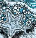 Abstract starfish and abstract shore with sea water Royalty Free Stock Photo