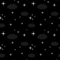 Abstract starry dark night with stars and clouds seamless pattern background illustration Royalty Free Stock Photo