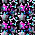 Abstract stars seamless rough grunge pattern, modern design temp