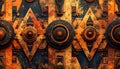 Abstract steampunk background with vintage clockwork mechanisms Royalty Free Stock Photo