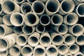 Abstract Steel pipes or scaffolding pipes arranged on shelves f Royalty Free Stock Photo