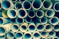 Abstract Steel pipes or scaffolding pipes arranged on shelves f Royalty Free Stock Photo