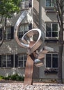 Abstract steel sculpture by Nic Noblique in Uptown in Dallas, Texas.