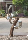 Abstract steel sculpture by Nic Noblique in Uptown in Dallas, Texas.