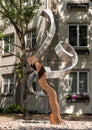 Abstract steel sculpture in Uptown in Dallas, Texas. Royalty Free Stock Photo