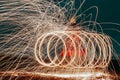 Abstract steel wool photography - spiral fire Royalty Free Stock Photo