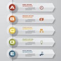 Abstract 5 steps infographics elements/timeline.Vector illustration.