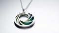 Abstract Sterling Silver Necklace In Green And Blue