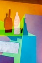Abstract still life with colored bottles. Stylization Royalty Free Stock Photo