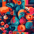 Abstract Still Life With Vibrant, Contrasting Colors. Infinite, Seamless Backgrounds. Generative AI