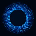 Abstract stipple background. Blue luminous circles. Azure glowing circle. Indigo light ring. Ultramarine sparking particles. Royalty Free Stock Photo