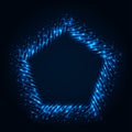 Abstract stipple background. Blue luminous lines. Azure glowing edge. Indigo light border. Ultramarine sparking particles.