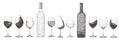 Abstract stipple wine glass isolated vector objects collection s Royalty Free Stock Photo