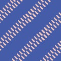 Abstract stitch style stripe vector pattern seamless background. Diagonal irregular running handstitch needle work Royalty Free Stock Photo