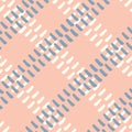 Abstract stitch style weave vector pattern seamless background. Diagonal irregular running handstitch needle work effect