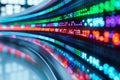 abstract stock market data display with colorful numbers and digital information flowing on a curved screen - financial technology