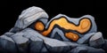 Abstract Stone Formation with Intricate Patterns and Orange Highlights on Dark Background Royalty Free Stock Photo