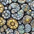 Abstract stone pattern wallpaper, spiral texture pebbles, colorful outdoor nature illustration, generative ai