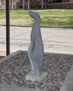 Abstract stone sculpture of the figure of a woman at Texas Women`s University in Denton.