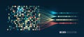 Abstract stream information with ball array and binary code. Filtering machine algorithms. Sorting data. Vector technology Royalty Free Stock Photo