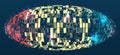 Abstract stream information with circles array and binary code. Information analytics concept. Filtering machine algorithms. Royalty Free Stock Photo