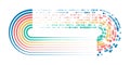 Abstract stream information with circles array and binary code. Information analytics concept. Filtering machine algorithms. Royalty Free Stock Photo