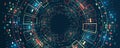 Abstract stream information with circles array and binary code. Filtering machine algorithms. Sorting data. Vector technology Royalty Free Stock Photo