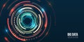 Abstract stream information with circles array. Filtering machine algorithms. Sorting data. Vector technology background. Wide Big Royalty Free Stock Photo