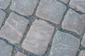 Abstract street background of old stone pavement close up. Royalty Free Stock Photo