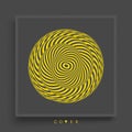 Abstract striped design element. Spiral, rotation and swirling movement. Optical illusion of volume. Vector illustration with