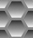Abstract Striped Hexagons Geometric Vector Seamless Pattern