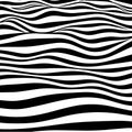 Abstract striped wavy background. Black and white curved lines. Royalty Free Stock Photo