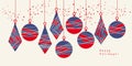 Abstract stripes Christmas ornaments card, header