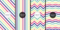 Abstract stripes patterns with sweet pastel combination set. Brochure cover Horizontal and zigzag, chevron, striped, template.