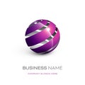 Abstract stripped sphere logo design