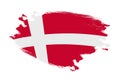 Abstract stroke brush textured national flag of Denmark on isolated white background