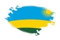 Abstract stroke brush textured national flag of Rwanda on isolated white background