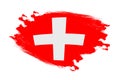 Abstract stroke brush textured national flag of Switzerland on isolated white background