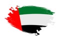 Abstract stroke brush textured national flag of United arab emirates on isolated white background Royalty Free Stock Photo