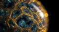 Abstract structure of glowing gold on deep sapphire Royalty Free Stock Photo