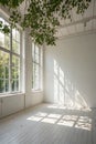 Abstract studio room with sunlight and leaf shadows Royalty Free Stock Photo