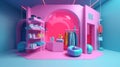 abstract style colorful shop in trending color palette with Generative AI