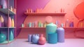 abstract style colorful shop in trending color palette with Generative AI