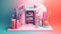 abstract style colorful shop in trending color palette with Generative AI