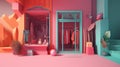 abstract style colorful shop in trending color palette with Generative AI