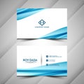 Abstract stylish Business card blue wave design template Royalty Free Stock Photo