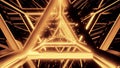 Abstract stylish gold golden wireframe triangle design with nice reflections background 3d illustration