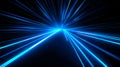 Abstract stylish light trail on black background. Blue glowing neon lines effect illustration. generative AI. Royalty Free Stock Photo