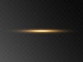 Abstract stylish light effect on a black background. Gold glowing neon line. Flash Light. luminous trail. Vector illustration. Royalty Free Stock Photo