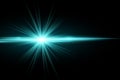 Abstract stylish light effect on dark background. Bright glowing star. Bright flares. Blue rays. Explosion. Vector illustration Royalty Free Stock Photo